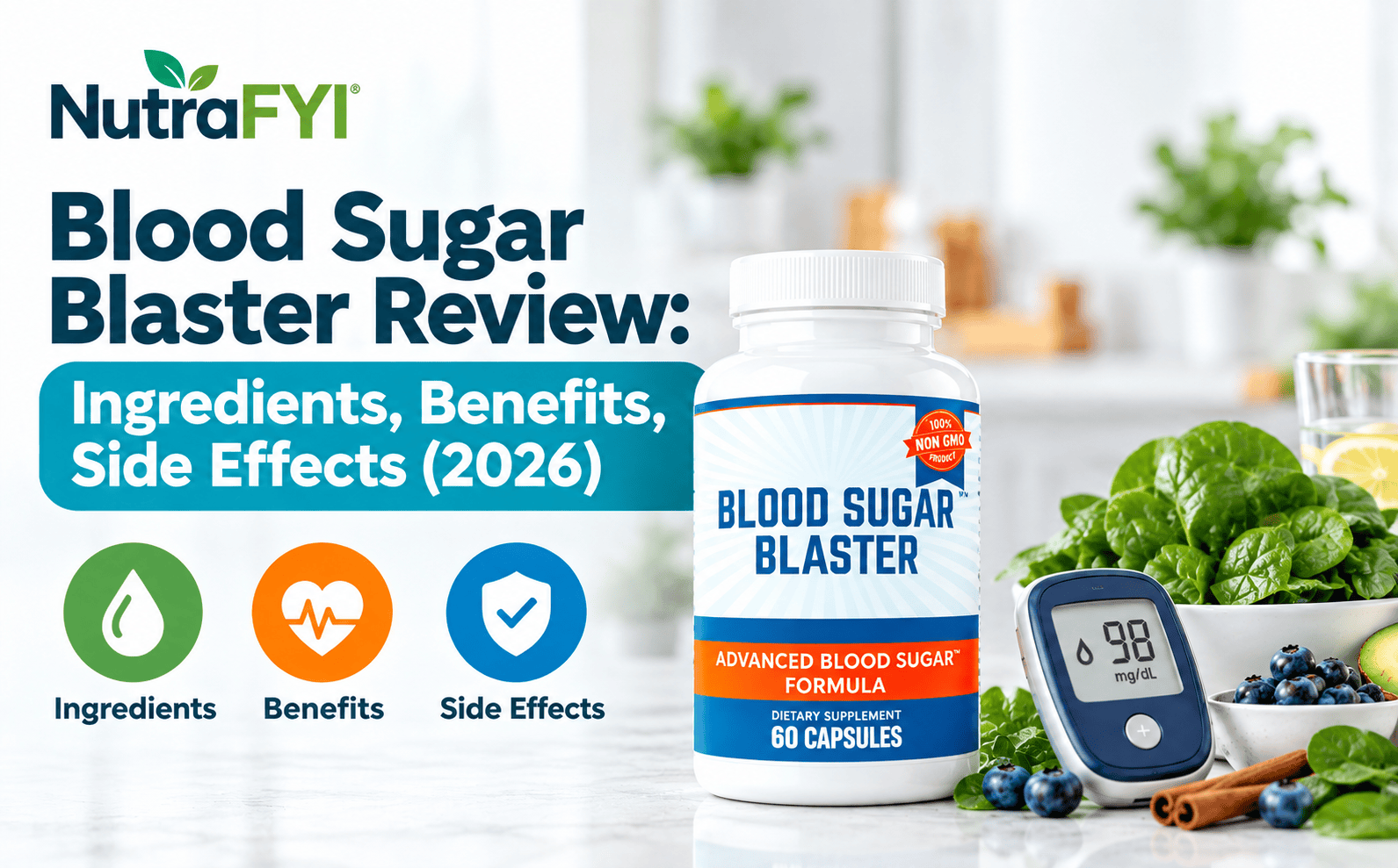 Blood Sugar Blaster supplement bottle for healthy glucose support at NutraFYI