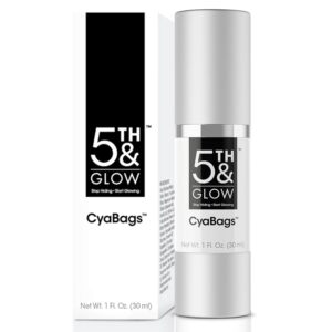 5th & Glow Cyabags - Instant Puffy Eyes Reduction & Under Eye Bag Remover Serum For Women - Hyaluronic Acid & Vitamin C Cream for Fine Lines, Wrinkles & Crowsfeet, 1 oz
