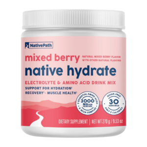 NativePath Hydrate, Zero Sugar, Electrolytes Powder with BCAAs, Mixed Berry Hydration, Keto & Paleo Friendly