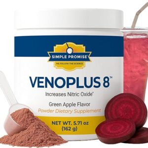 Simple Promise VenoPlus 8 - Nitric Oxide Supplements for Men and Women - Beet Juice Powder for Blood Circulation, Heart Health