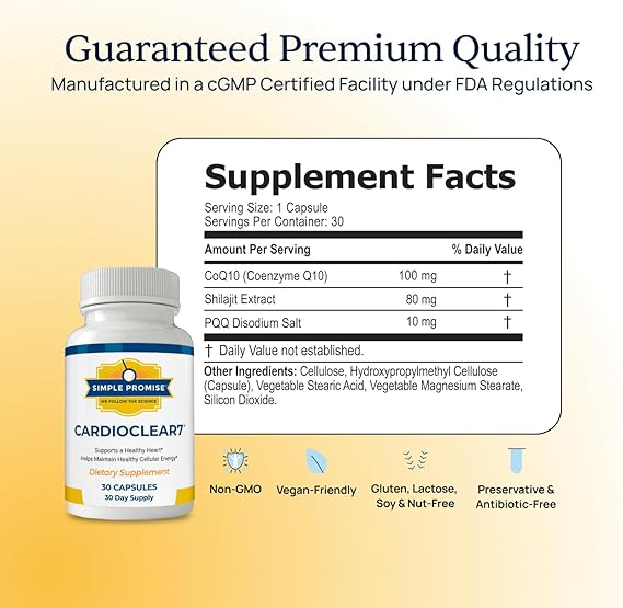Simple Promise CardioClear7 - Heart Health Supplement with Shilajit - Supports Circulation, Cellular Energy & Cardiovascular Health 6 Simple Promise CardioClear7 - Heart Health Supplement with Shilajit - Supports Circulation, Cellular Energy & Cardiovascular Health - Image 6