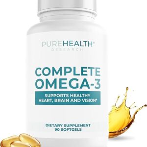 PUREHEALTH RESEARCH Complete Omega 3 Fish Oil Softgels – Omega-3 Fatty Acid Supplements- EPA DHA Supplement