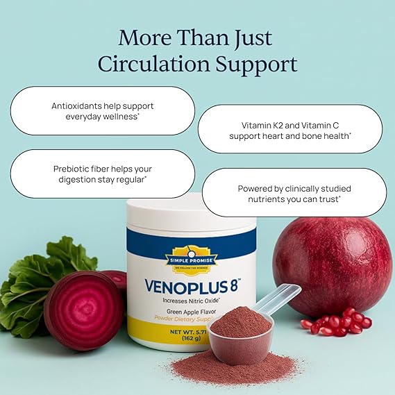 Simple Promise VenoPlus 8 - Nitric Oxide Supplements for Men and Women - Beet Juice Powder for Blood Circulation, Heart Health 3 Simple Promise VenoPlus 8 - Nitric Oxide Supplements for Men and Women - Beet Juice Powder for Blood Circulation, Heart Health - Image 3
