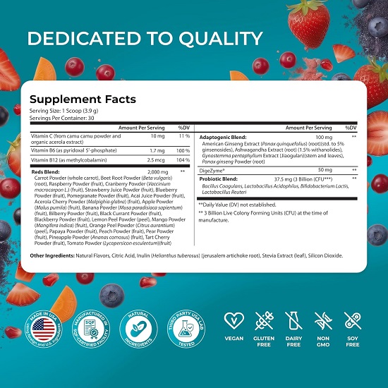 Purehealth Research - Metabolic Reds - Organic Superfood Powder Supplement 7 Purehealth Research - Metabolic Reds - Organic Superfood Powder Supplement - Image 7